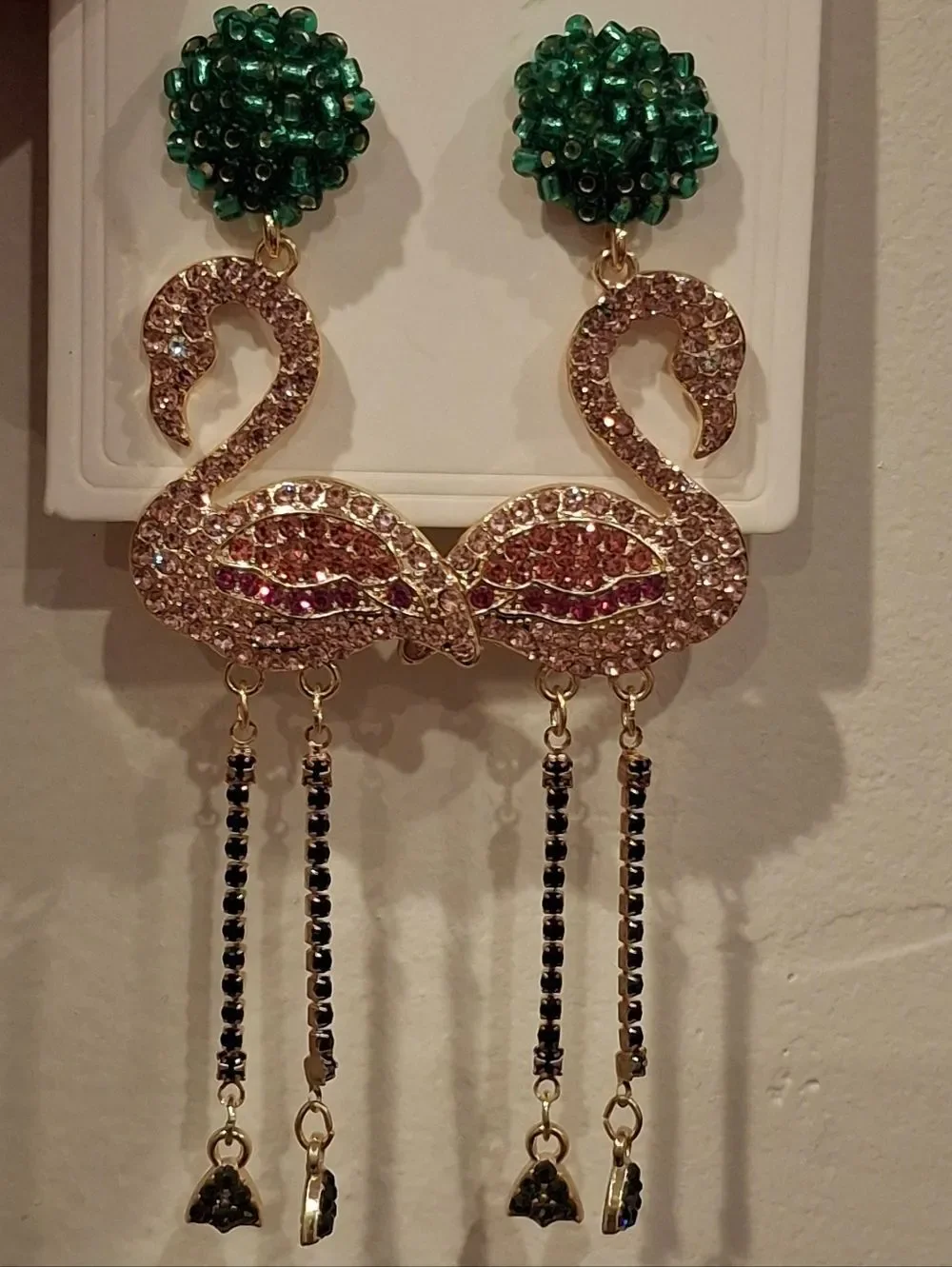 Exquisite Pink Flamingo Dangle Earrings